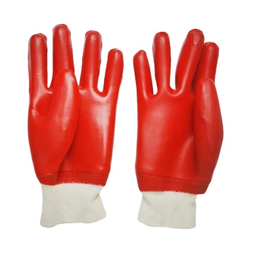 Red smooth pvc coated waterproof garden gloves